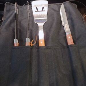 Vintage Charmglow BBQ/Carving Grilling Tools HEAVY DUTY Tong, Knife, Spatula set